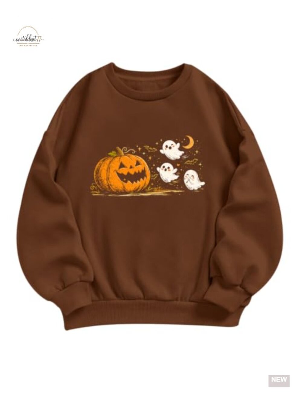 Women Halloween Sweatshirt Ghost Pumpkin Crew Neck Casual Fall Top